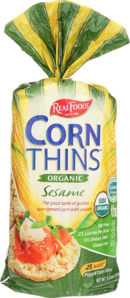 REAL FOODS: Corn Thin Sesame Organic, 5.3 oz New
