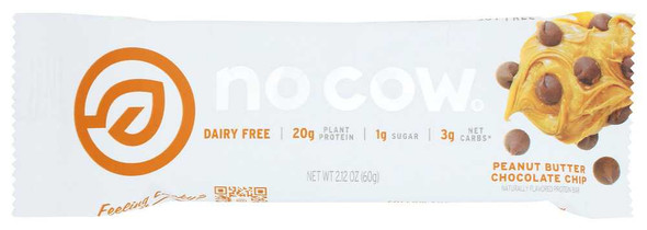NO COW BAR: Peanut Butter Chocolate Chip Bar, 60 gm New