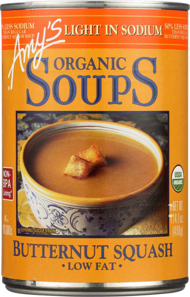 AMY'S: Organic Soup Light in Sodium Butternut Squash, 14.1 oz New