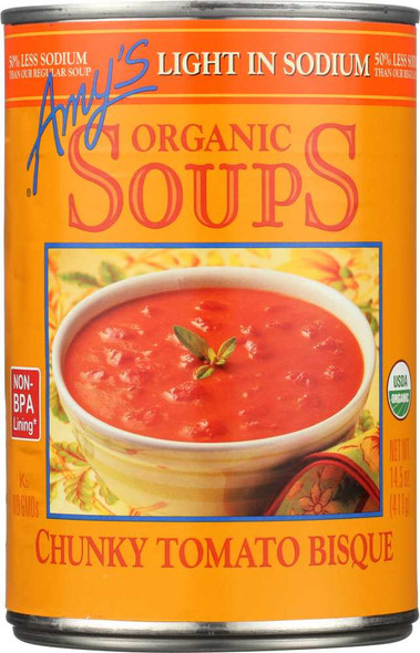 AMY'S: Organic Soup Chunky Tomato Bisque Light in Sodium, 14.5 oz New