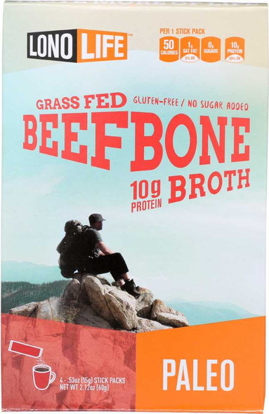 LONOLIFE: Stick Beef Bone Broth Pack of 4, 2.12 oz New