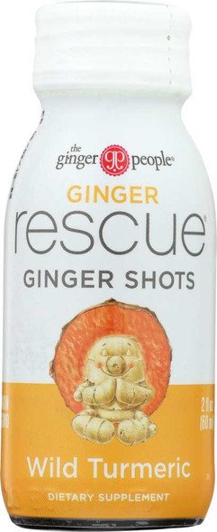 GINGER PEOPLE: Ginger Rescue Shots Wild Turmeric, 2 oz New