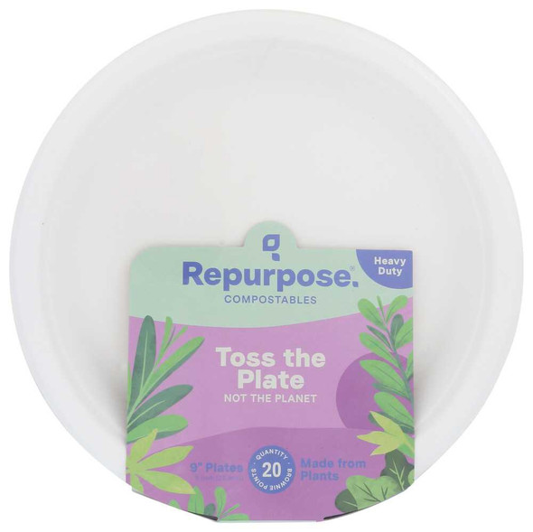 REPURPOSE: Compostable 9 Inch Plates, 20 count New