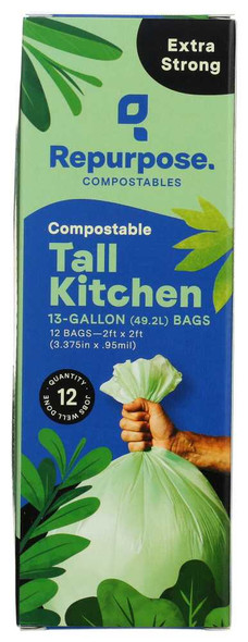 REPURPOSE: Compostable Extra Strong Tall Kitchen Bags 13gal, 12 ea New