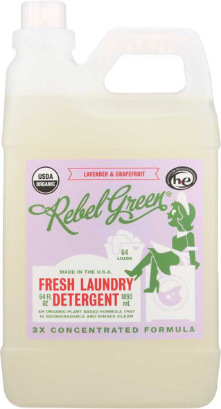 REBEL GREEN: Laundry Detergent Lavender Grapefruit, 64 oz New
