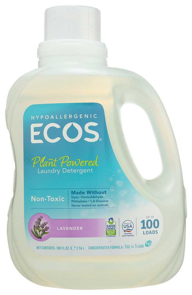 EARTH FRIENDLY: Ecos 2x Ultra Liquid Laundry Detergent Lavender, 100 oz New
