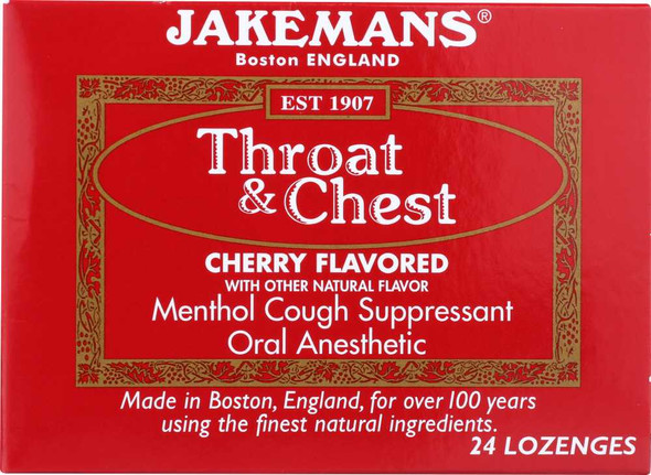 JAKEMANS: Lozenge Throat and Chest Cherry Menthol, 24 pc New