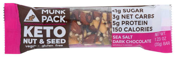 MUNK PACK: Sea Salt Dark Chocolate Keto Nut & Seed, 1.23 oz New