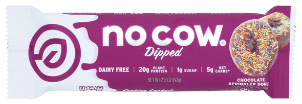 NO COW BAR: Dipped Chocolate Sprinkled Donut Bar, 2.12 oz New