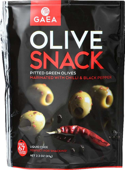 GAEA NORTH AMERICA: Olive Snack Pack Pitted Green Olives With Chili, 2.3 oz New