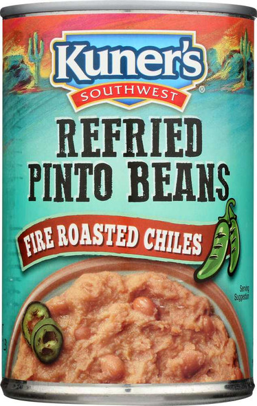 KUNERS: Refried Pinto Beans With Fine Roasted Chiles, 16 oz New