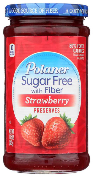 POLANER: Sugar Free Strawberry Preserves with Fiber, 13.5 oz New