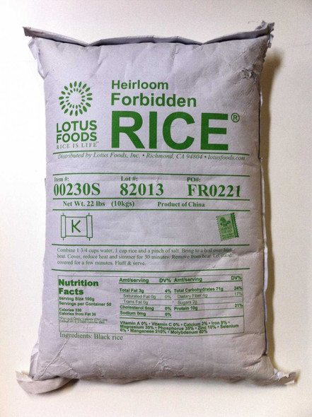 LOTUS FOODS: Heirloom Forbidden Rice, 22-Pound Bag New