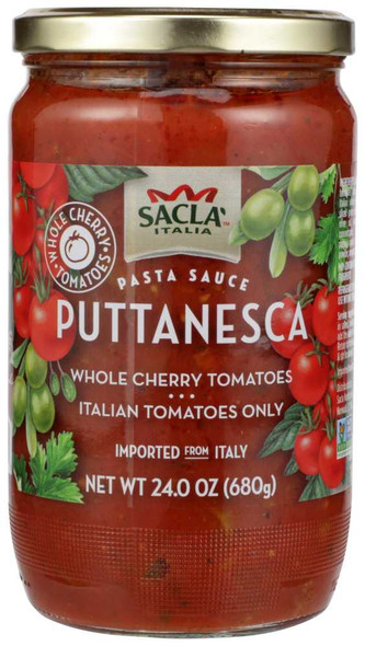 SACLA: Whole Cherry Tomatoes Puttanesca Pasta Sauce, 24 oz New