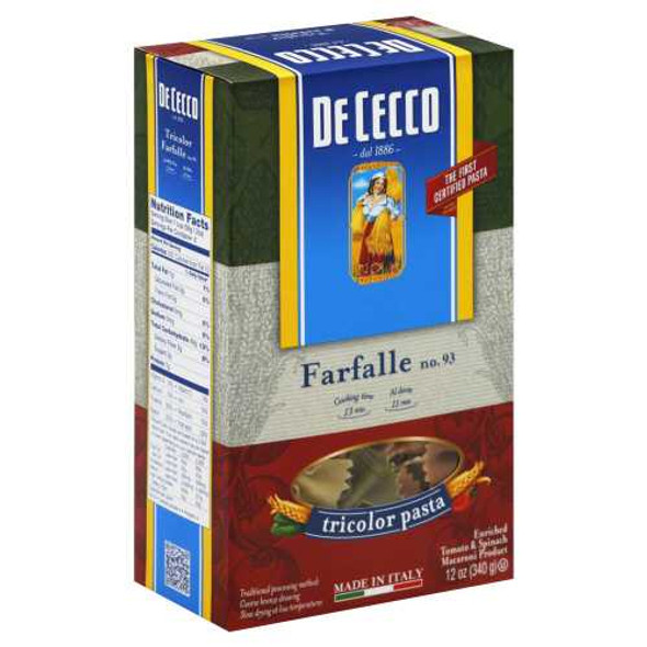 DE CECCO: Pasta Farfalle Tricolor, 13.25 oz New
