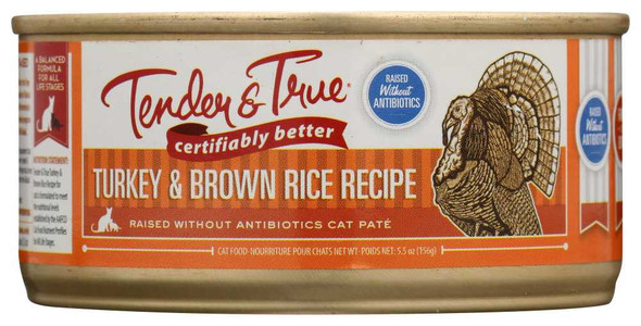 TENDER AND TRUE: Turkey and Brown Rice Canned Cat Food, 5.5 oz New