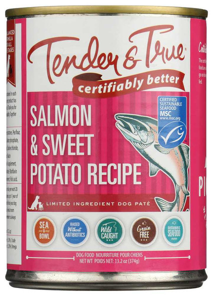 TENDER AND TRUE: Salmon and Sweet Potato Canned Dog Food, 13.2 oz New