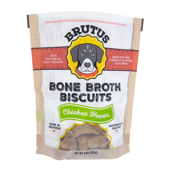 BRUTUS BROTH: Dog Biscuit Chkn, 8 oz New
