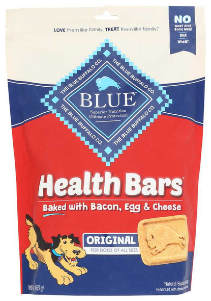 BLUE BUFFALO: Health Bars Baked with Bacon, Egg and Cheese Crunchy Dog Biscuits, 16 oz New