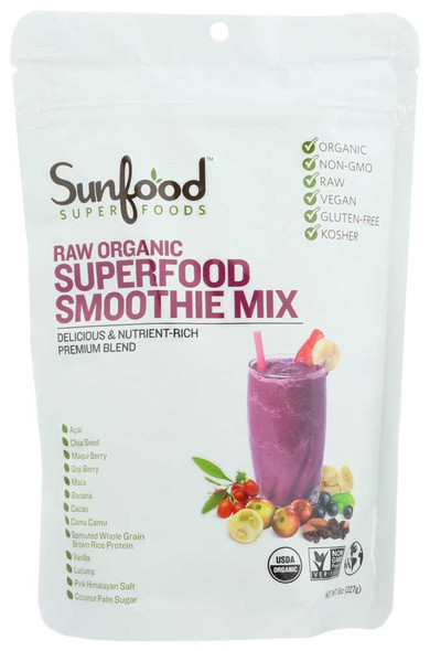 SUNFOOD SUPERFOODS: Organic Superfood Smoothie Mix, 8 oz New