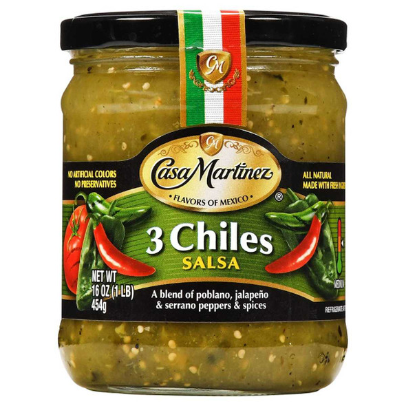 CASA MARTINEZ: 3 Chiles Salsa, 16 oz New
