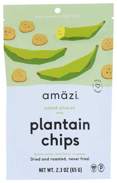 AMAZI: Salted Olive Oil Plantain Chips, 2.30 oz New