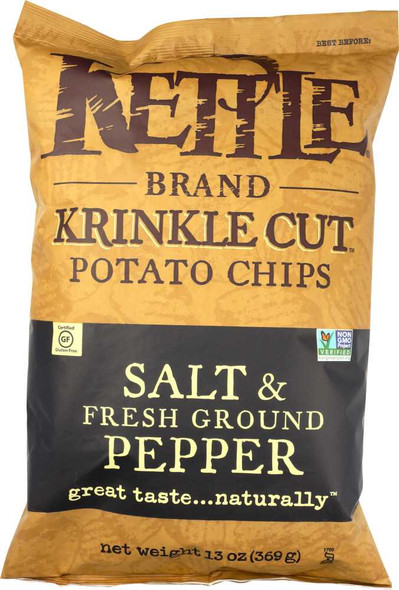 KETTLE BRAND: Krinkle Cut Potato Chips Salt & Fresh Ground Pepper, 13 oz New