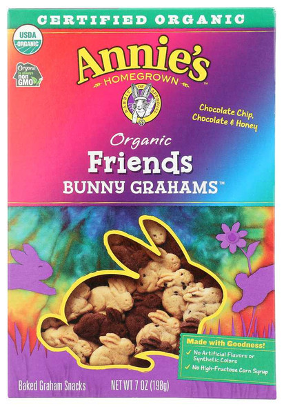 ANNIES HOMEGROWN: Friends Organic Bunny Grahams Honey Chocolate & Chocolate Chip, 7 oz New