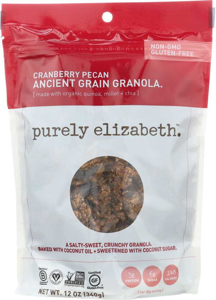 PURELY ELIZABETH: Cranberry Pecan Ancient Grain Granola, 12 oz New