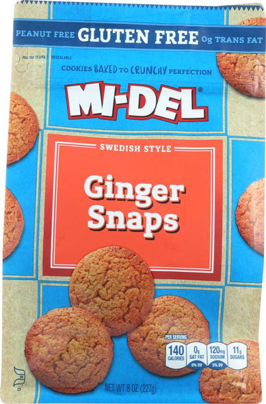 MI-DEL: Cookies Gluten Free Ginger Snaps, 8 oz New