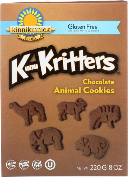 KINNIKINNICK: Gluten Free KinniKritters Chocolate Animal Cookies, 8 oz New