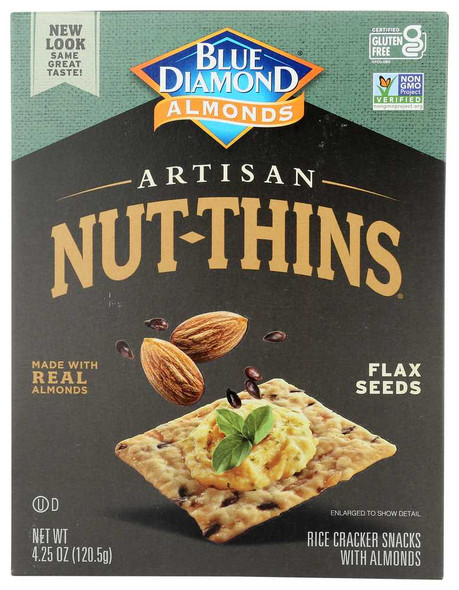 BLUE DIAMOND: Nut Thins Artisan With Almonds & Flax, Wheat & Gluten Free, 4.25 oz New