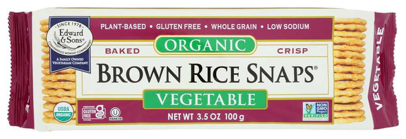 EDWARD & SONS: Baked Brown Rice Snaps Vegetable, 3.5 oz New