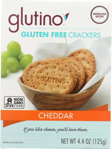 GLUTINO: Gluten Free Crackers Cheddar, 4.4 oz New