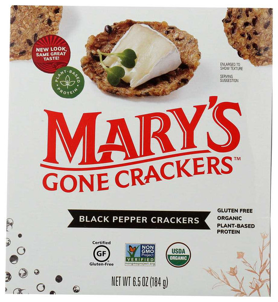 MARY'S GONE CRACKERS: Organic Crackers Black Pepper, 6.5 oz New