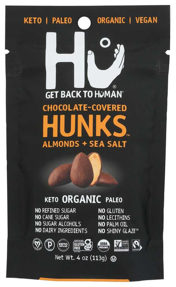 HU: Chocolate Covered Hunks Almonds and Sea Salt, 4 oz New