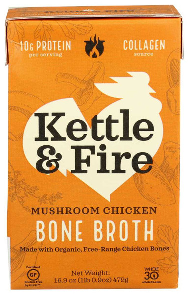 KETTLE AND FIRE: Mushroom Chicken Bone Broth, 16.9 fo New