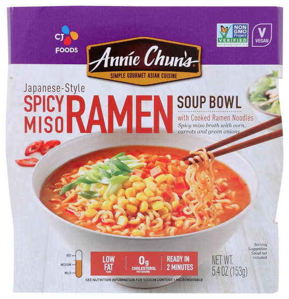 ANNIE CHUNS: Soup Bwl Spicy Miso Ramen, 5.4 oz New