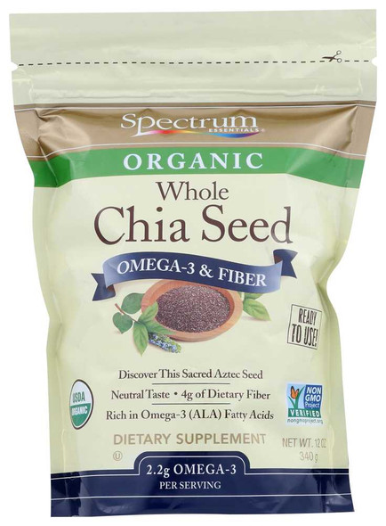SPECTRUM NATURALS: Chia Seed Omega-3 and Fiber, 12 oz New