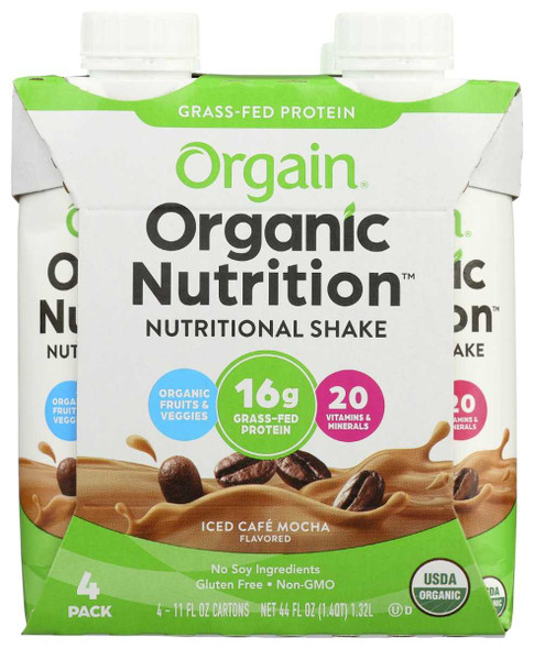 ORGAIN: Organic Iced Cafe Mocha Nutritional Shake 4 count (11 oz each), 44 oz New
