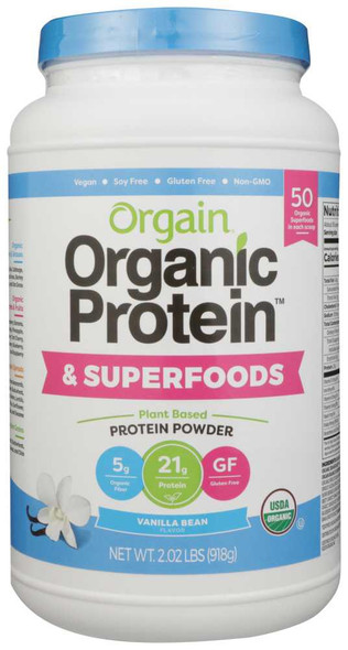 ORGAIN: Organic Protein & Superfoods Vanilla Bean Powder, 2.02 lb New