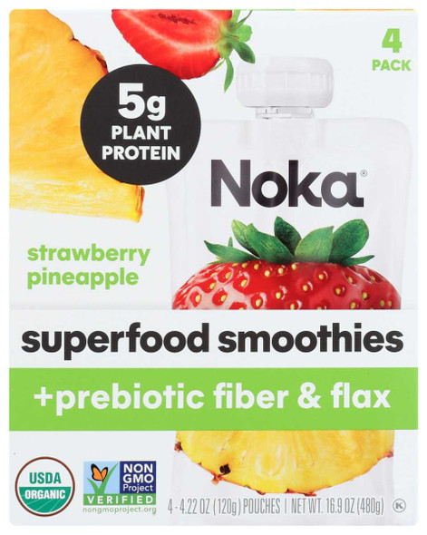 NOKA: Strawberry Pineapple Smoothie 4 Count, 16.9 oz New
