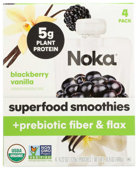 NOKA: Blackberry Vanilla Superfood Smoothie 4 Count, 16.9 oz New