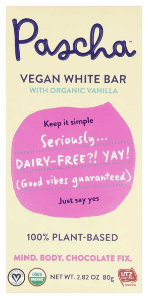 PASCHA: Organic Vegan White Bar Vanilla, 2.82 oz New