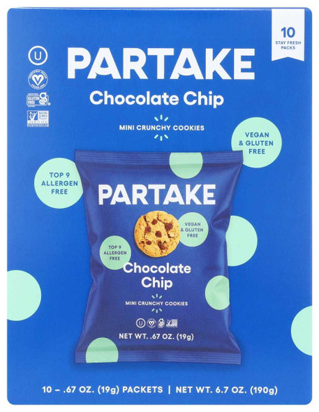 PARTAKE FOODS: Crunchy Chocolate Chip Mini Cookies 10 Count, 6.7 oz New