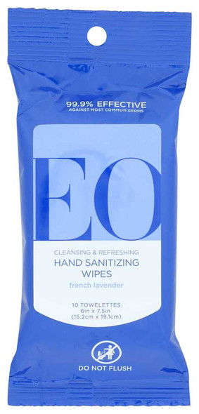 EO: Resealable Hand Sanitizer Wipes Lavender, 1 ea New