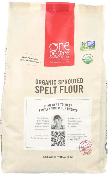 ONE DEGREE: Organic Sprouted Spelt Flour, 80 Oz New