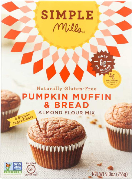 SIMPLE MILLS: Gluten Free Pumpkin Muffin Almond Flour Mix, 9 oz New