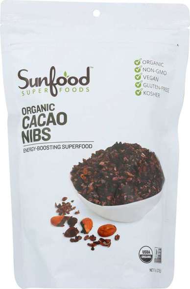 SUNFOOD SUPERFOODS: Organic Cacao Nibs, 8 oz New