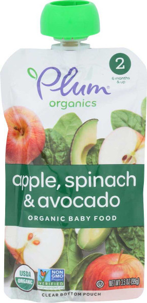 PLUM ORGANICS: Baby Food Apple Spinach Avocado S2, 3.5 oz New
